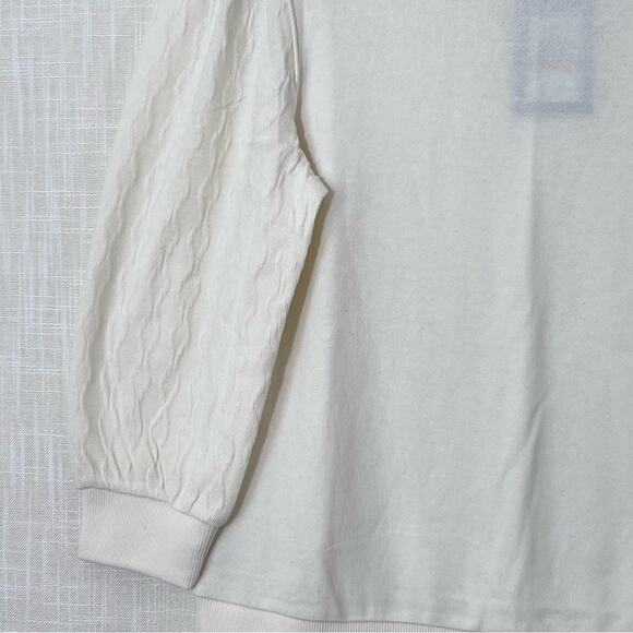 Nautica NWT Cream Balloon Sleeve Texture Knit Lightweight Sweater Sz XS - Picture 2 of 9